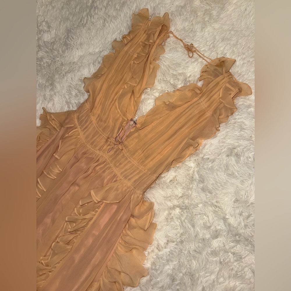 NWOT Ulla Johnson Florella Ruffled Silk Georgette Gown Peony Size 8 $1350 - Picture 9 of 13